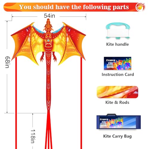 Lanrui Kite for Boys & Adults Easy to Fly,Beach Trip Outdoor Games Single Line String with Tail,Beach Kite for Family Outdoor (Red) - image 2