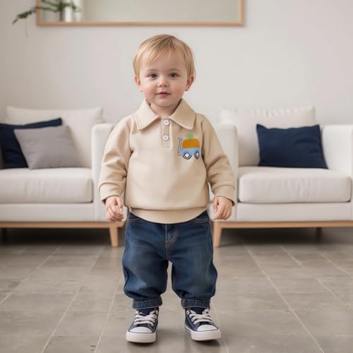 Toddler Boy Pumpkin Sweatshirt Fall Long Sleeve Lapel Collared Button Pullover Tops Kid Infant Baby Halloween Clothes2
