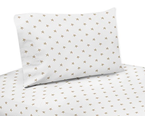 Image of Sweet Jojo Designs Blush Pink, Gold, Grey and White Star and Moon Celestial Girl Toddler Kid Childrens Bedding Set 5 Pieces Comforter, Sham and Sheets