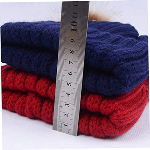 BESPORTBLE Kids Winter Knitted Beanie Hat with Faux Fox Fur Pom Poms Warm Earflap Design for Boys and Girls One Size Fits Most Black2