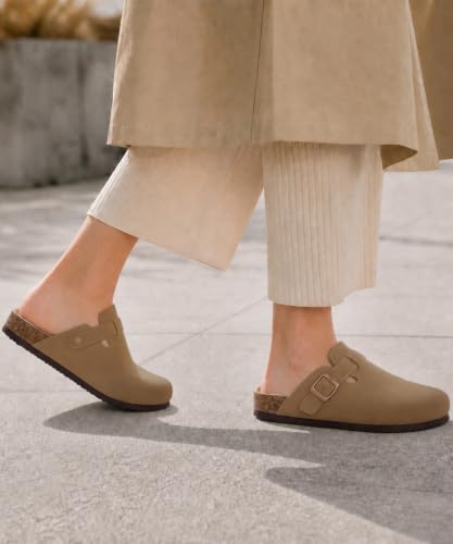 Image of ODOLY Genuine Suede Clogs for Women Men Comfort Cork Footbed Potato Shoes
