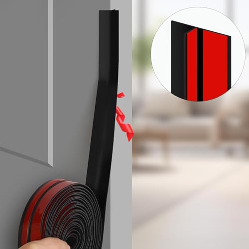 Image of URBANMONK T-Shape Silicon Door Bottom Sealing Strip | Window Sealing Strips for Gap | Door Bottom Sealing Strip Guard | Protector from Cockroach, Insect, Bugs, Air & Dust | (Black, 3 Meter)