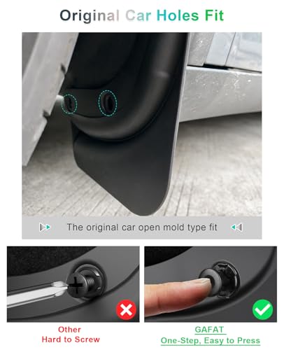GAFAT für 2025 2026 Tesla Model Y Juniper Premium Performance Schmutzfänger, Kotflügel Vorne & Hinten, Spritzschutz Kein Bohren nötig, Starke Zähigkeit [OEM Original] (4 Stück) [Nicht Stαndαrd]