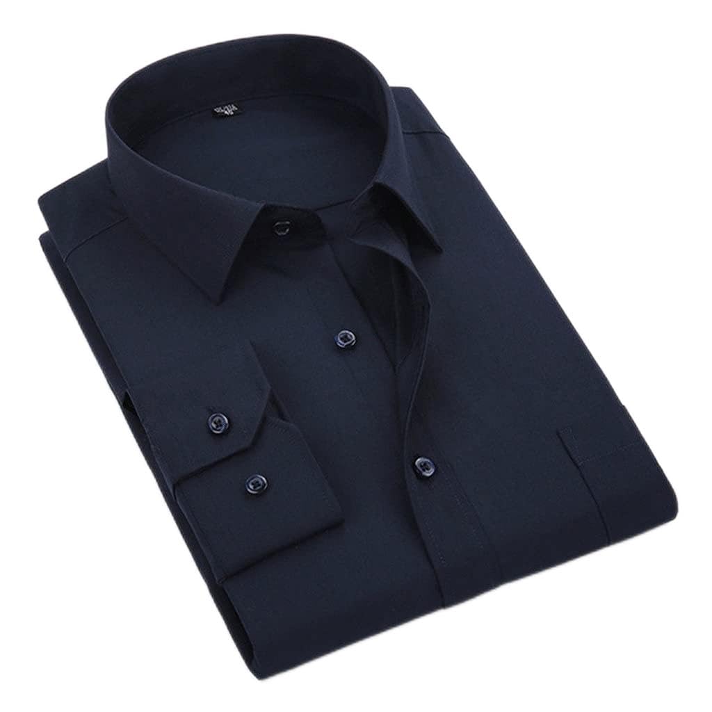 Mens Dress Shirt Solid Color Plus Black White Gray Chemise Homme Male Business Casual Long Sleeved Shirt