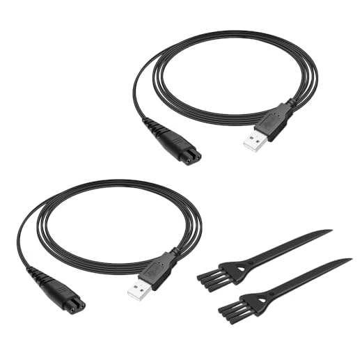 Arkare Charger Cord for Hatteker RFC-598 RFC-588 RFC-690 RFC-692 RFC-696 5V Replacement Charger for Hattker Mens Hair Clipper Beard Trimmer RSCX-7568 RSCX-9598 4.9FT USB Cable+Cleaning Brush (2 Pack)