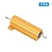 PATIKIL 50W 12 Ohm Aluminum Shell Resistor, 5 Pack Aluminum Housing Resistor Housed Case Wirewound Resistors Screw Tap Power Resistor 5% Tolerance, Golden