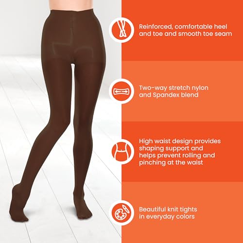 Image of TherafirmLIGHT Women's Support Tights - 10-15mmHg Compression Stockings (Cocoa, Medium)