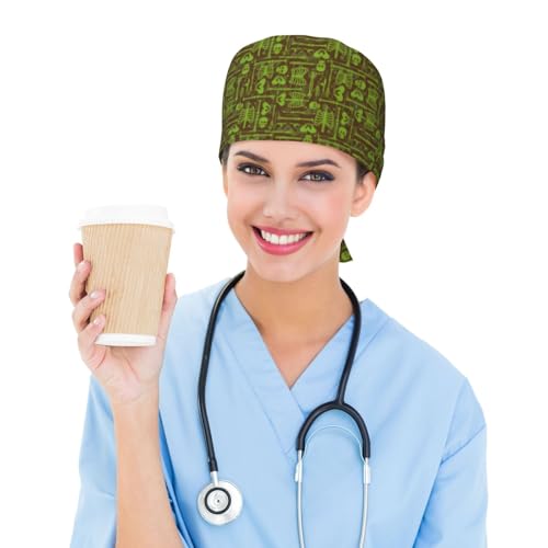 Image of Surgical Caps Men Women, Scrub Cap with Sweatband Adjustable | Tie Back Nurse Cap, Nursing Breathable Working Hat, Scrub Cap, Medical Hats