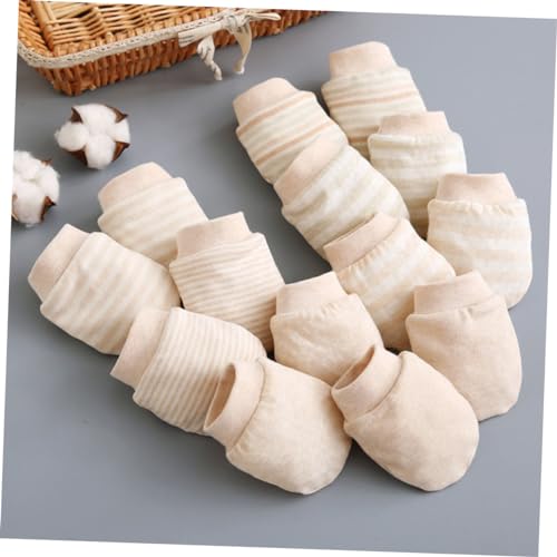 FRCOLOR 5Pairs Newborn Protection Gloves Breathable Cotton Scratch Mittens for Boy Girl Months Random Colors Soft Ribbing for All Seasons for Face Protection3