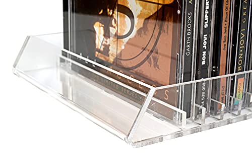 CD Storage Holder Rack Display – Clear Acrylic Compact Disc Organizer Stand Holds 25 Standard CD Jewel Cases - Thumbnail 6