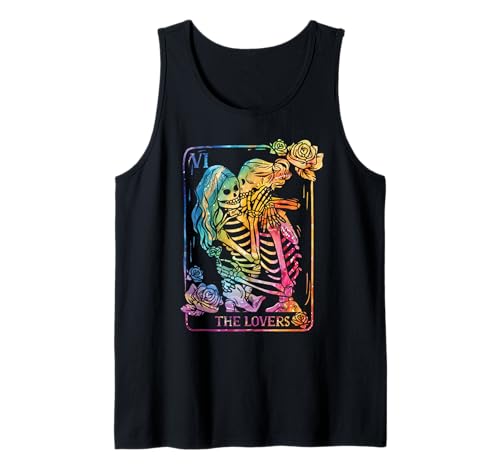 The Lovers Tarot Card Occult Goth Kissing LGBT Rainbow Pride Tank Top