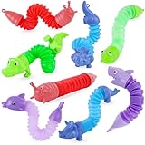 Shindel 8PCS Pop Tubes, Stress Relief Pop Tubes Mini Sensory Fidget Toys Dinosaurs Dolphins for Autism Kids Stocking Stuffers Classroom Treasure Box Prizes Goodie Bag Stuffers