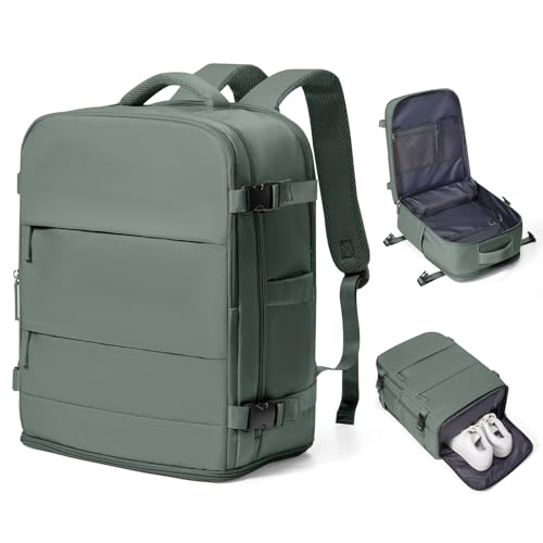 coowoz Travel Backpack Carry On for Women Man Gym Backpack with Laptop Compartment Mochila de Viaje Teacher Personal Item Backpacks Rucksack Airplane Accessories Must Haves Olive Green Small