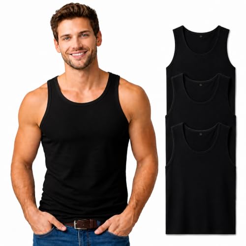 Camisetas sin mangas hombre deportivas verano algodón lisas pack de 3