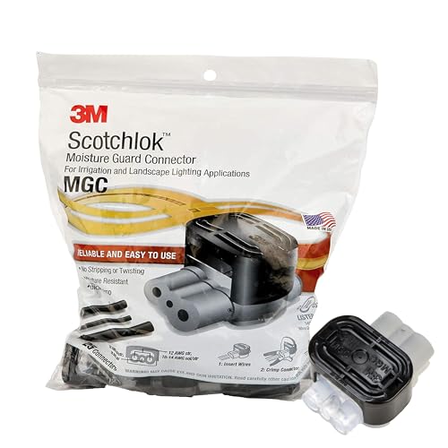 3M Scotchlok Moisture Guard Connector MSC, Weatherproof, UV-Resistant Connector for 2-3 Wires, 16-14 AWG (solid/stranded), Bag of 25, For Irrigation and Landscape Lighting Applications