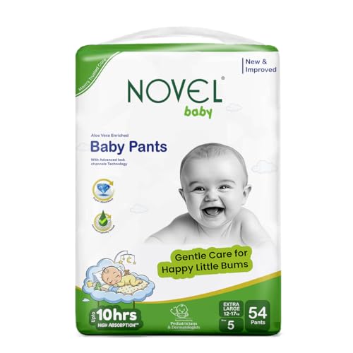 Image of Novel Pant Style Baby Diapers, Extra Large (XL), 54 Count | For babies of 7-12 Kg | 12 Hrs Leakage Protection | High Absorption, Soft & Gentle, Breathable Fit