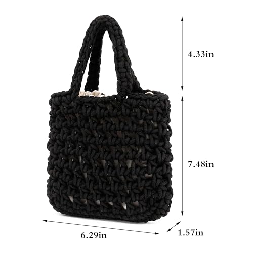 Image of Naimo Straw Beach Bag Woven Rattan Shoulder Bag Fishing Net Handbag Cotton Rope Tote Summer Crochet Hobo Bag