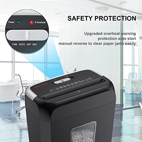 Bonsaii Paper Shredder for Home Use, 6 Sheet Cross Cut Shredder, Shred Credit Card/Staples/Clips, Shredder for Home & Small Office Use, Home Shredder with Portable Handle Design & 13L Bin (C237-B)