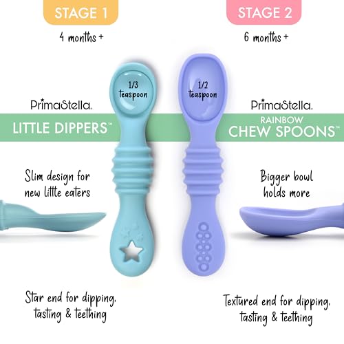 Image of PrimaStella PrimaStella 6-Piece Silicone Baby Feeding Spoons - First Stage Infant Spoons, Soft-Tip Baby Training Spoon - Infant Utensils Feeding Supplies - Dishwasher & Boil-proof