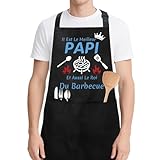 【Tablier Grand-père à Grandes Poches】 Tablier noir marine pour homme sur mesure, avec deux grandes poches à l'avant pouvant facilement contenir un téléphone portable, des recettes, des ustensiles de cuisine, des petits outils, etc., libérant ainsi les mains et améliorant considérablement la commodité dans la cuisine.C'est le cadeau cuisine original, idee cadeau pas cher, cadeau fete des grand pere, idee cadeau cuisine, cadeau pour homme de 70 ans, cadeaux noël, cadeau homme original utile.