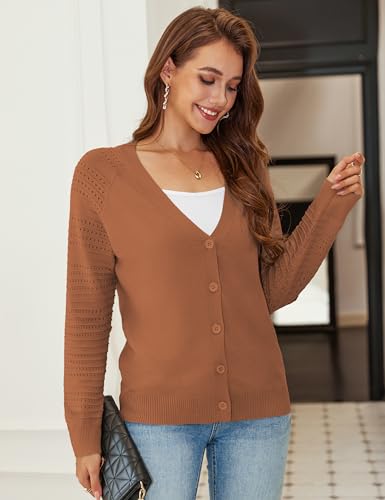 REDHOTYPE Women's Cardigan Sweaters Fashion Button Down Open Front Long Sleeve V Neck Lightweight Cardigans For Women2