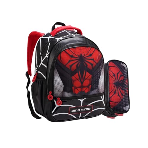 Mochila Infantil Escolar Costas Grande Menino Com Estojo Duplo Be A Hero Game Speed 2 Divisórias Bolsos Laterais Porta Garrafas (Preto Be a Hero)