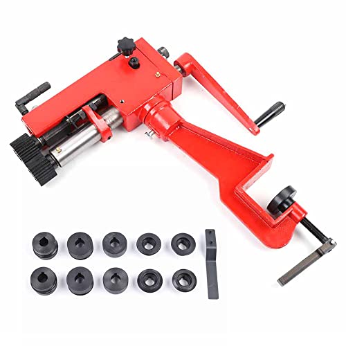 KinHall Red 7'' Sheet Metal Ball Rotary Burr Forging Machine, 6-in-1 Sheet Metal Forming Machine with 6 Die Sets, Ideal for Automotive Industry