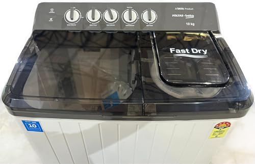 Image of Voltas Beko, A Tata Product 10 Kg 5 Star Semi-Automatic Top Load Washing Machine (WTT100UPA /GRSSWH5PTDA, Grey, Special pulsator and Double waterfall Technology)