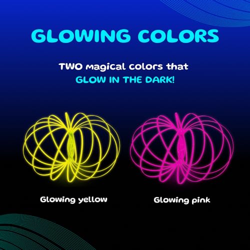 mozi glozi geometric magic flow bracelet - easy to use - 3d bracelet spiral toy glowing spinning bracelet spiral for children and adults yellow