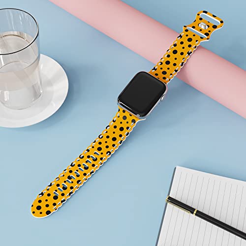 Image of Compatible with Apple Watch Band 41mm 40mm 38mm 49mm 45mm 44mm 42mm Women Girl, Polka Dots Print Lace Hollow-out Soft Silicone Sport Bands For iWatch Ultra SE Series 10 9 8 7 6 5 4 3 2, Pdo-38