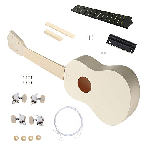 Bestlymood Kit de Bricolaje Ukelele Soprano para Ni?Os Tilo de 21 Pulgadas Guitarra Hawaiana de 4 Cuerdas para Trabajos Manuales Campa?A Infantil Perfecta