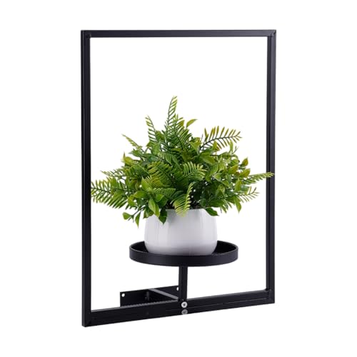 AHANDMAKER - AHANDMAKER 3 Stück Wand Pflanzenhalter Schwarzes Metall Pflanzenregale Für Das Innenfenster Moderner Stil Pflanzenrahmen Für Drinnen Und Draußen Wohnzimmer Balkon Garten (Rechteckiger Stil)