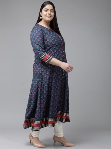 Image of Yash Gallery Women's Rayon Relaxed Fit Anarkali Floral Printed Kurta