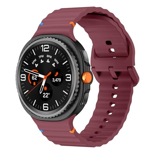 XMUXI Compatible with Samsung Galaxy Watch 8 Strap 40mm 44mm Sport Silicone Watch Band for Galaxy Watch 8 Classic 46mm Straps(NO WATCH) (Wine Red)