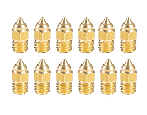 XUNLAN Langlebige 1/3/12 Stück passend für Creality Extruder Messingdüse Gewinde Druckkopf 0,4 mm Ausgang passend für Creality CR-6 SE 1,75 mm Filament Düse 3D-Drucker tragbar (Farbe: 12 Stück) Cover