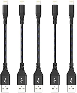 ADILIFT Short Charger Cable, [5-Pack 20cm] Lightning Charging Cable 0.2m Nylon Braided Cord Lead USB Fast Charging Cord Compatible with iPhone 11 Pro Max Xs X XR 8 7 6s 6 plus SE 5s etc.