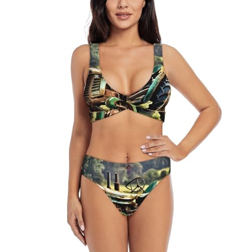 Maillot de bain 2 pièces tracteur ancien vintage bikini femme