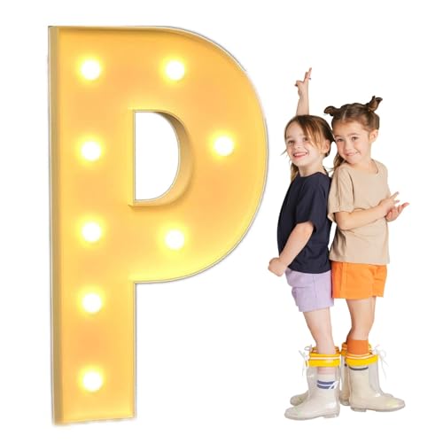 TQQEPOOL Light Up Letters Birthday Decoration,LED Letter Number Light Light Sign Decoration, Marquee Letters Number for Wedding Graduation Baby Shower(P,70cm)
