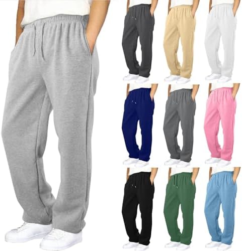 Boys Sweatpants Elastic Waist Baggy Sweatpants Open Bottom Casual Pants Athletic Joggers Sweat Pants with Pockets