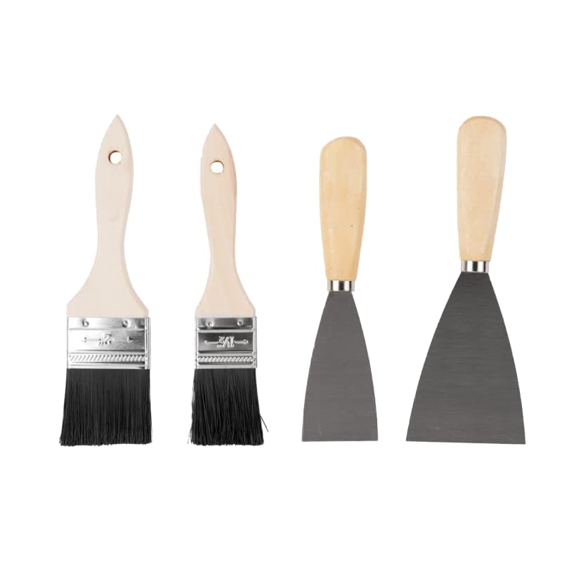 Image of Paint Brush & Knife Tool Set 4pc. Brush size: 38,50mm, Scraper size: 50,75mm in Blister