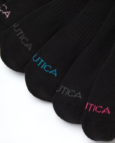 Image of Nautica Womens Quarter Socks Moisture Wicking Cushioned Socks, 12 Pack | Stretch Performance Dri-Motion Fabric, Cushioned with Arch Support, Breathable Mesh Panels, Quarter Cut, Shoe Size 4-10