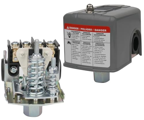 WHK Water Pressure Switch for Well Pump 40-60psi Water Pump Pressure Switch Auto Electrical Control Adjustable Differential(1/4 Female NPT,1PC-Grey)