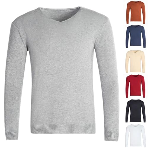 Cambkatl Men's V Neck Sweaters Basic Solid Long Sleeve Cozy 2025 Fall Winter Cable Knitted Baselayer Pullovers Jumper Tops2