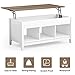 Tangkula Wood Lift Top Coffee Table, Modern Tea Storage with Hidden Compartment and Open Storage Shelf for Living Room Office Reception Room, Lift Center Table (White)