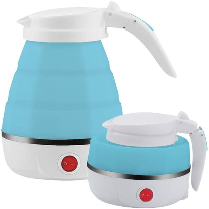 Xymtov Travel Foldable Electric Kettle Collapsible Silicone Kettle, 600ml, Dual Voltage 100-240V, 700 Watts, Fast Boiling, Boil Dry Protection,...