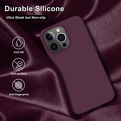 Image of Elzzi Microfiber Candy Case Compatible for iPhone 14 PRO MAX, Shockproof Slim Back Cover Liquid Silicone Case - Wine RED
