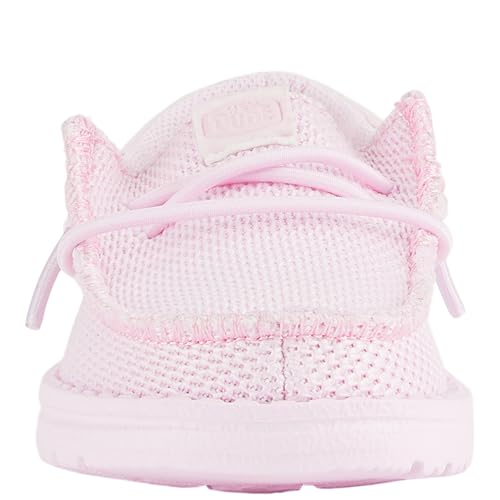 Image of HEYDUDE Unisex Toddler Wally Funk Mono Slip On Shoe, Light Pink Size 7 | Lightweight Textile Loafer with Elastic Laces & Foam Insole