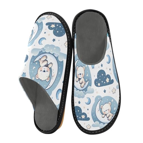 senya Little Teddy Bear Sleeping Fuzzy Slippers Soft Home Bedroom Slippers for Women Men House Shoes2