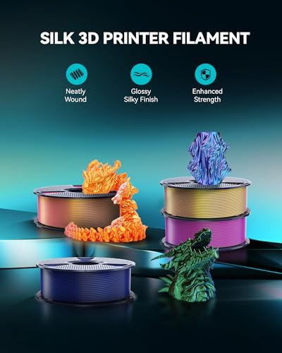 Image of SUNLU Silk Triple Color PLA Filament Bundle Muticolor, Neatly Wound Shiny Silk 3D Printer Filament 1.75mm ±0.02mm, Individually Vacuum Packed, 0.25kg per Spool, 1kg in Total, 4 Pack.