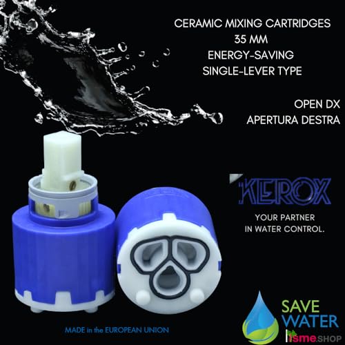 Schläfer | 480050-35 mm-Mischbatterie-Kartusche, Keramik-Ersatzkartusche für Niedrigen, Einhebel mit 2 Füßen, Kerox, Mischbatterie mit rechter Öffnung, Küche, Badewanne, Spart Wasser und Energie